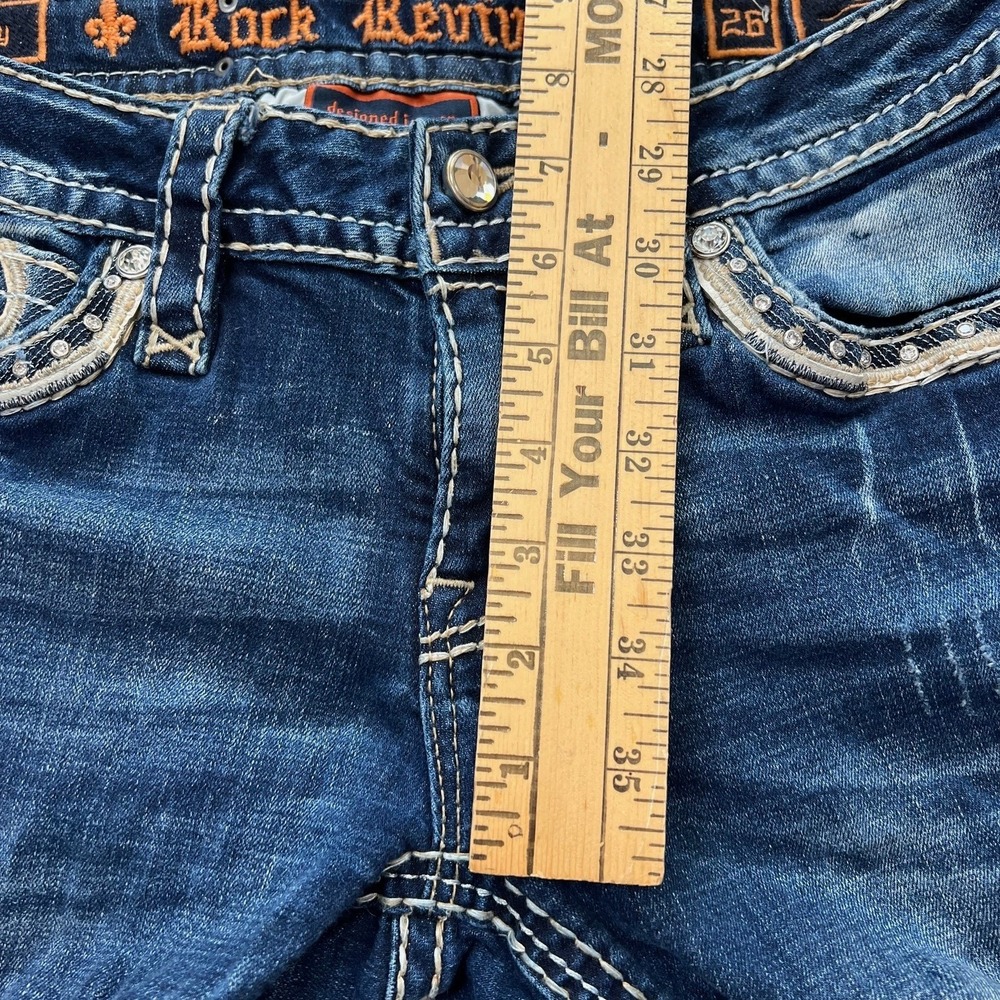 Rock Revival Ferry Bootcut Jeans Womens 26 Blue Mid Rise Embroidered Logo Casual - Picture 9 of 13